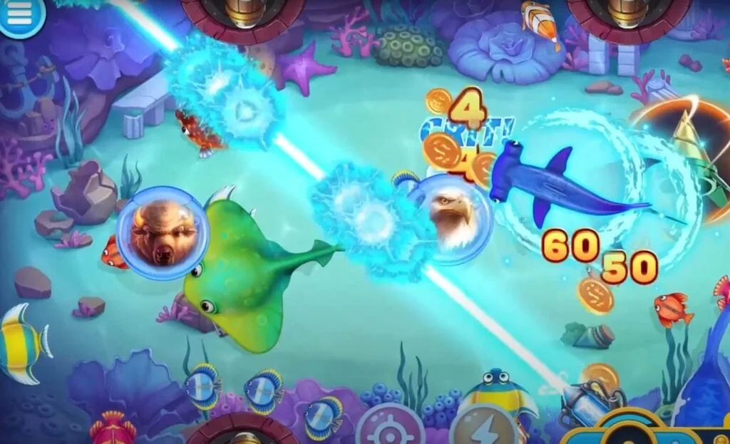 Ilustrasi arena permainan tembak ikan bawah laut di MEGA288